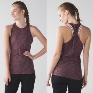 Lululemon Cross Twist Back Tank Top Size 8 Color Heathered Wine